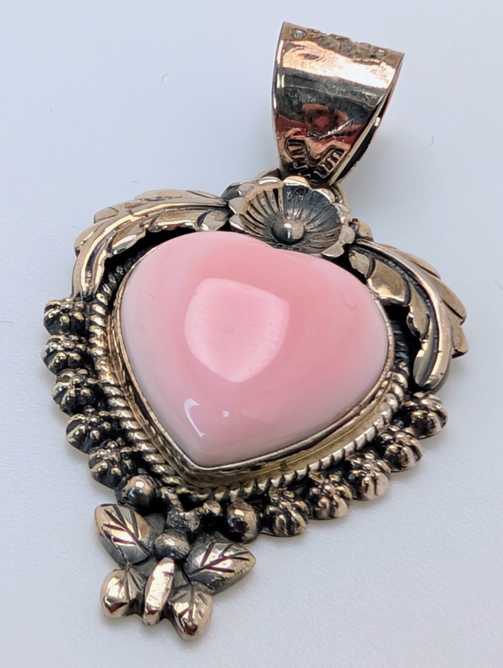 Pink Conch Heart Butterfly Pendant S925 Sterling Silver - Picture 2 of 4